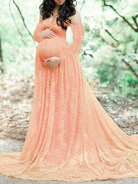 Momnfancy Lace See-through Babyshower Photography Maternity