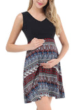 Momnfancy Bohemian Print Draped Nursing Maternity Mini Dress