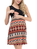 Momnfancy Bohemian Print Draped Nursing Maternity Mini Dress