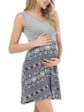 Momnfancy Bohemian Print Draped Nursing Maternity Mini Dress