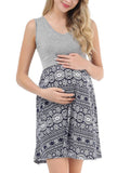 Momnfancy Bohemian Print Draped Nursing Maternity Mini Dress