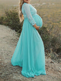 Momnfancy Grenadine Lace Patchwork Maternity For Babyshower Maxi Dress