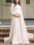 Momnfancy Grenadine Lace Patchwork Maternity For Babyshower Maxi Dress