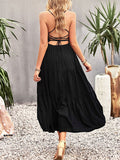 Momnfancy Spaghetti Straps Pockets Ruched Off-shoulder Big Swing U-neck Holiday Sweet Boho Photoshoot Baby Shower Maternity Maxi Dress