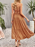 Momnfancy Spaghetti Straps Pockets Ruched Off-shoulder Big Swing U-neck Holiday Sweet Boho Photoshoot Baby Shower Maternity Maxi Dress