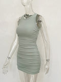 Momnfancy Green Ruched Sleeve Basic Bodycon Daily Pregnancy Baby Shower Maternity Mini Dress