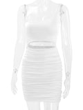 Momnfancy White Cut Out One Shoulder Ruched Bodycon Baby Shower Maternity Mini Dress