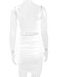 Momnfancy White Cut Out One Shoulder Ruched Bodycon Baby Shower Maternity Mini Dress