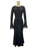 Momnfancy Black Feather Flare Sleeve Baby Shower Party Maternity Maxi Dress