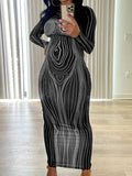 Momnfancy Long Sleeve Bodycon 3D Body Print Aesthetic Baby Shower Party Maternity Midi Dress