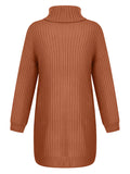 Momnfancy Orange Knitting High Neck Baby Shower Maternity Sweater Dress