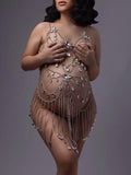 Momnfancy Silver Rhinestone Cut Out Spaghetti Strap Photoshoot Photography Pregnancy Bodycon Maternity Mini Dress