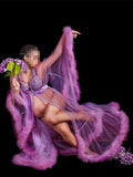 Momnfancy Purple Feather Tulle High Split Robe Gown Photoshoot Elegant Maternity Maxi Dress