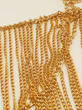 Momnfancy Gold Chain Tassel Crop 2-in-1 Glitter Sparkly Bikini Cover-ups Photoshoo Maternity Mini Dress